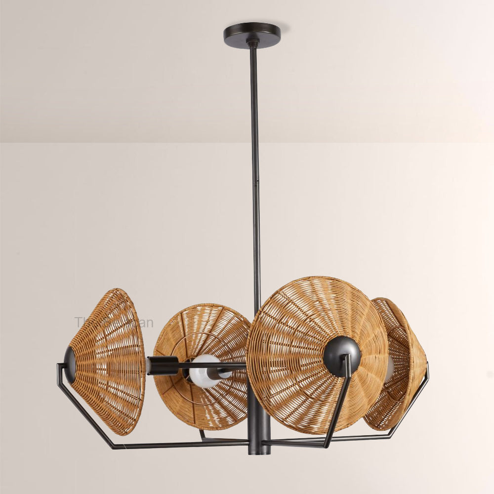 Camilla Round Rattan Chandelier - thebelacan