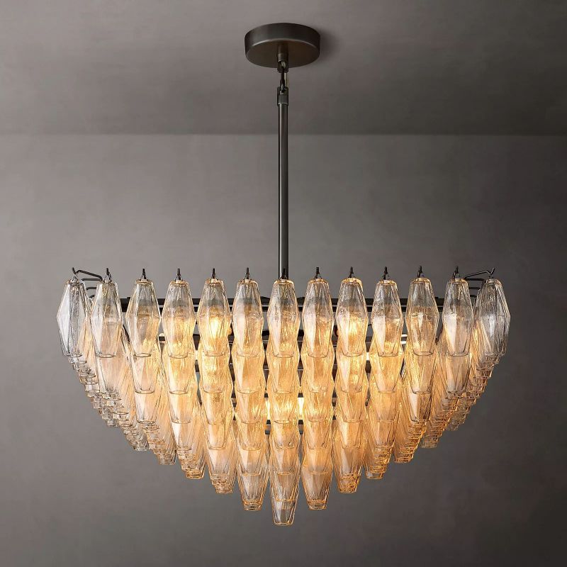 Chara Clear Glass Square Chandelier 32" - thebelacan