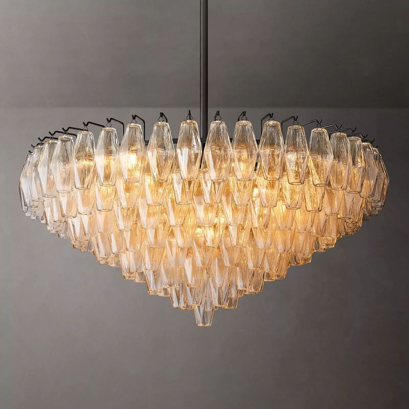 Chara Clear Glass Tiered Round Chandelier 37" - thebelacan