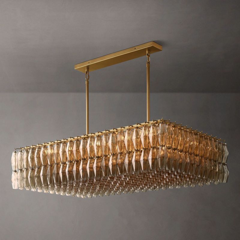 Chara Glass Rectangular Chandelier 54" - thebelacan