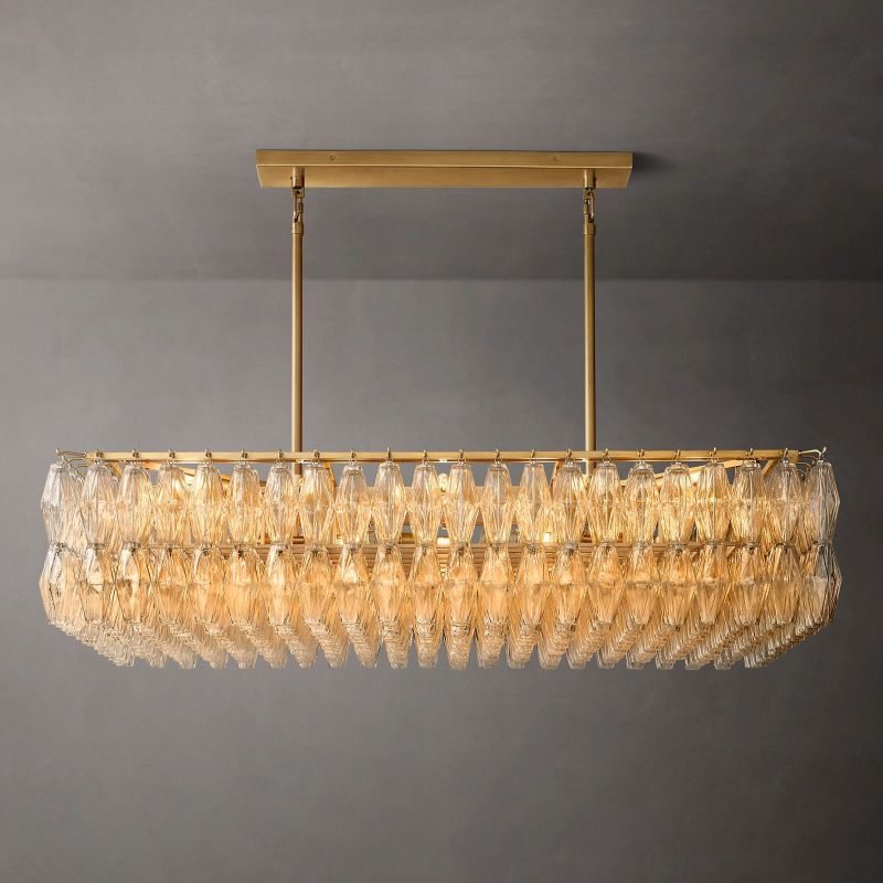 Chara Glass Rectangular Chandelier 54" - thebelacan