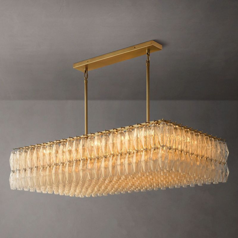 Chara Glass Rectangular Chandelier 54" - thebelacan