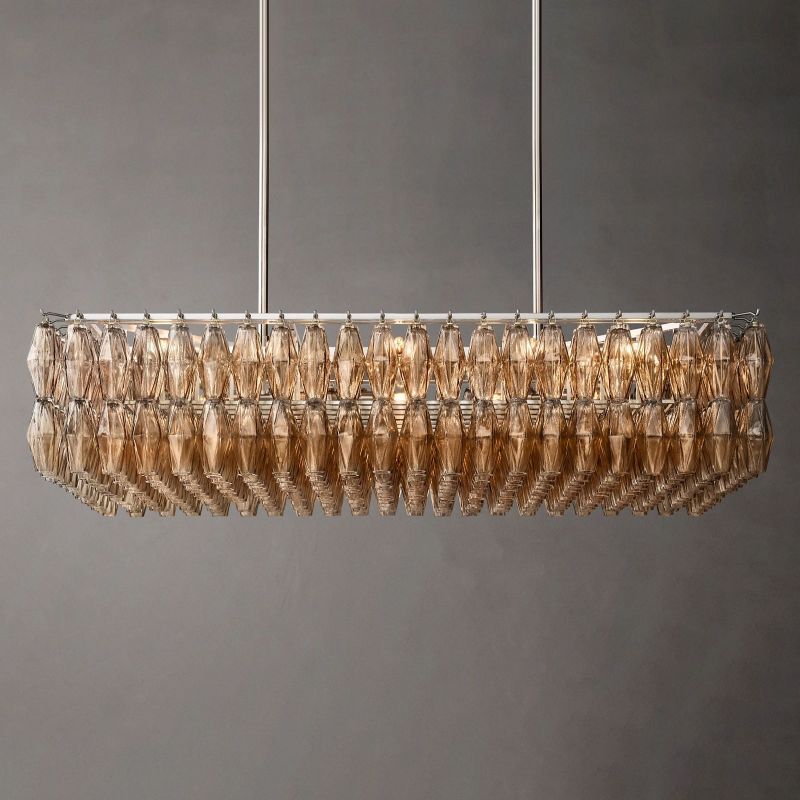 Chara Glass Rectangular Chandelier 54" - thebelacan