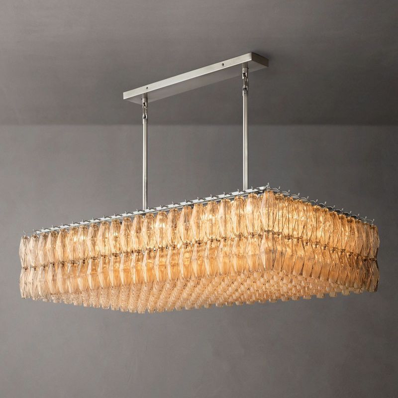 Chara Glass Rectangular Chandelier 54" - thebelacan