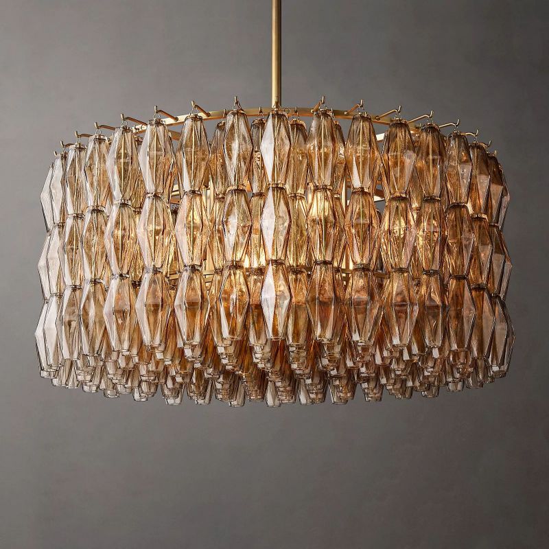 Chara Smoke Glass Round Chandelier 37" - thebelacan