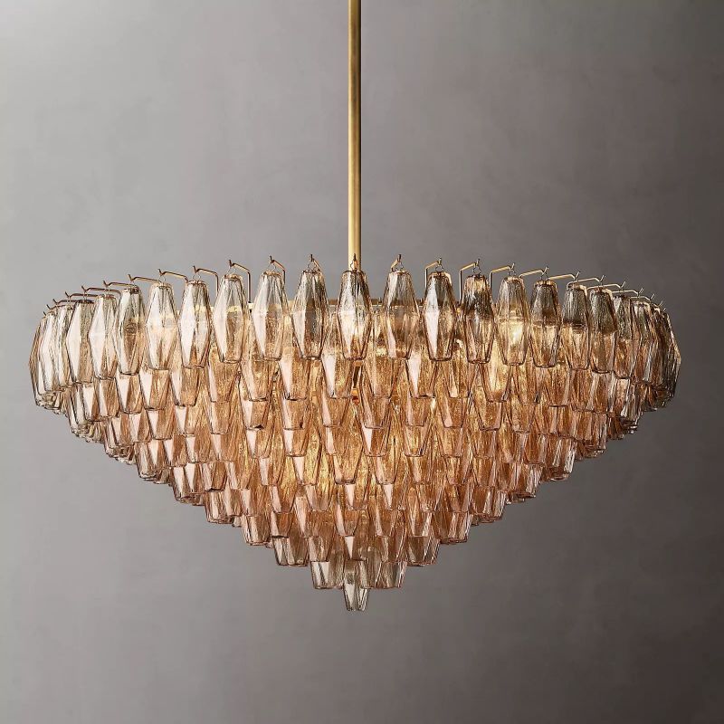 Chara Smoke Glass Tiered Round Chandelier 47" - thebelacan