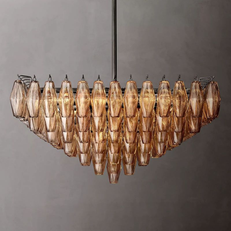 Chara Smoke Glass Square Chandelier 32" - thebelacan