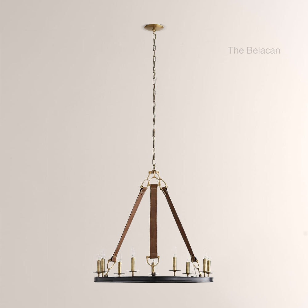 Cherton Round Leather Chandelier - thebelacan