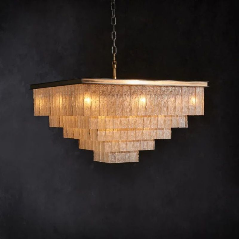 Claira Glass Square Multi-layer Chandelier - thebelacan