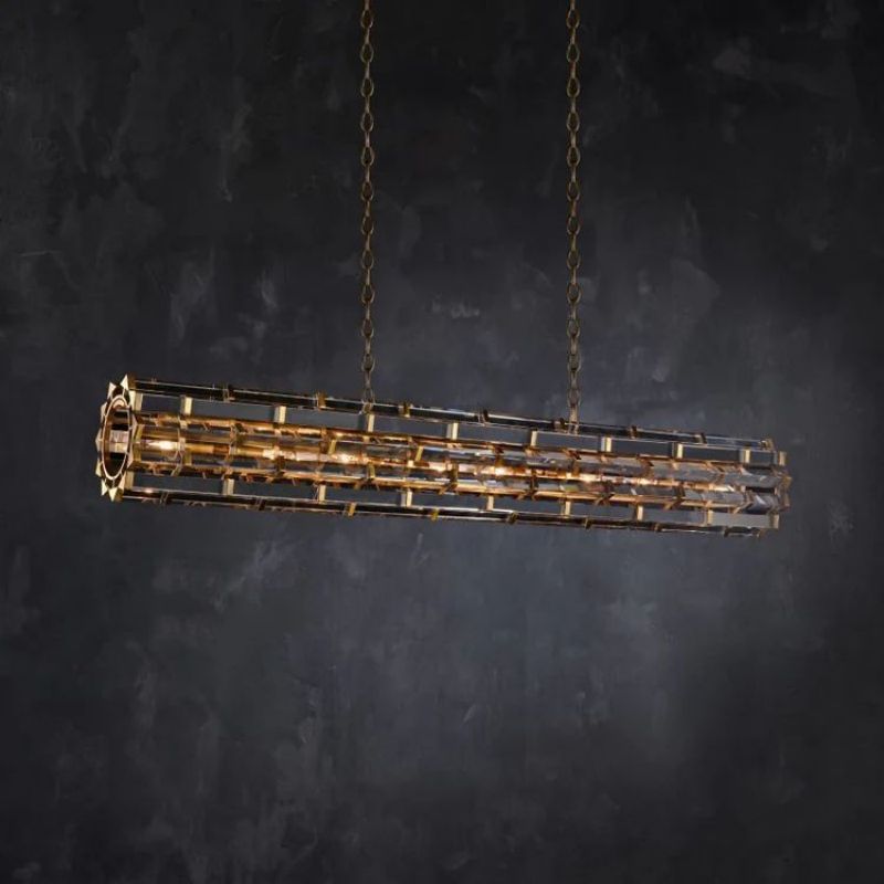 Dora Glass Linear Cylinder Chandelier 49″ 60″ 71″ - thebelacan