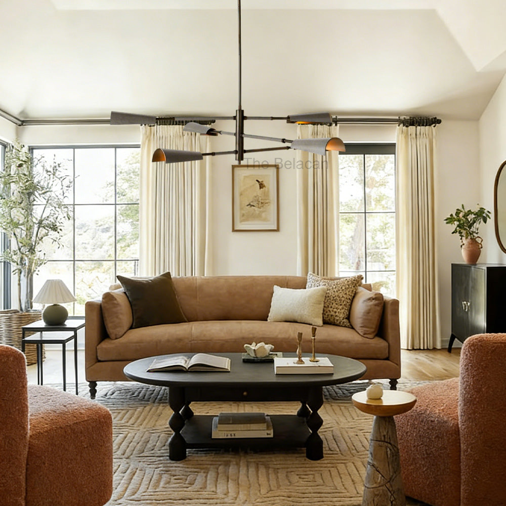 Edward Linear Leather Chandelier - thebelacan