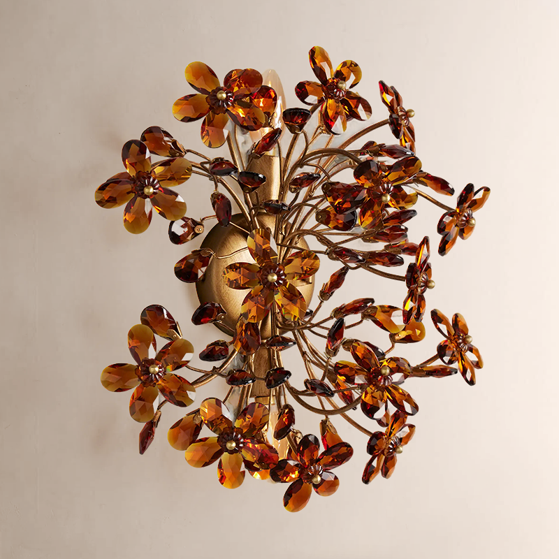 Fiore Crystal Flowers Wall Sconce 2-Light - thebelacan