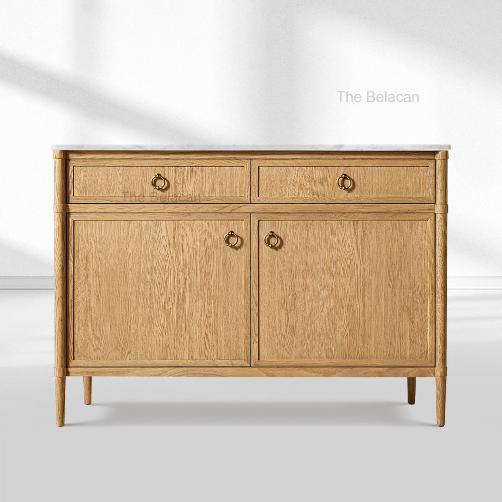 Fraboutiq Marble Double-Door Sideboard with Drawers - thebelacan