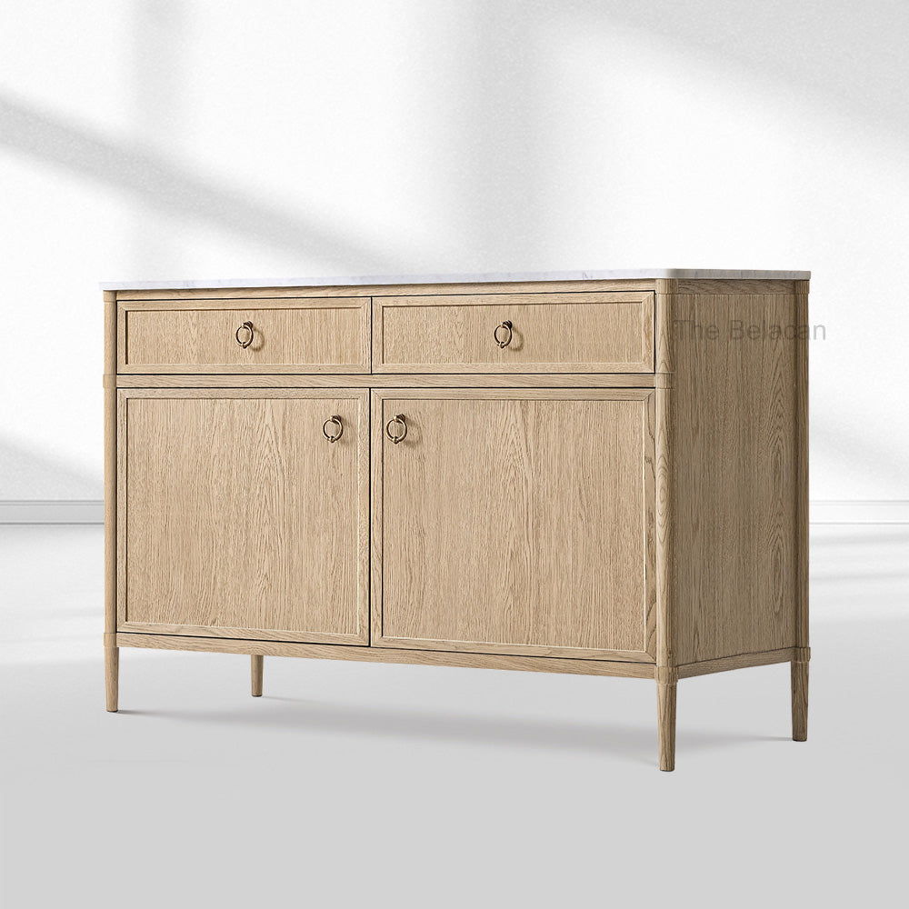 Fraboutiq Marble Double-Door Sideboard with Drawers - thebelacan