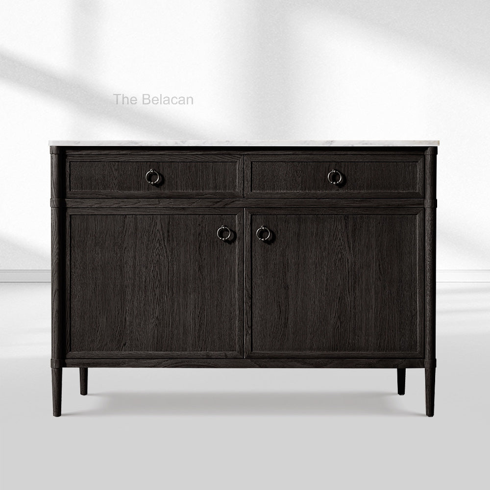 Fraboutiq Marble Double-Door Sideboard with Drawers - thebelacan