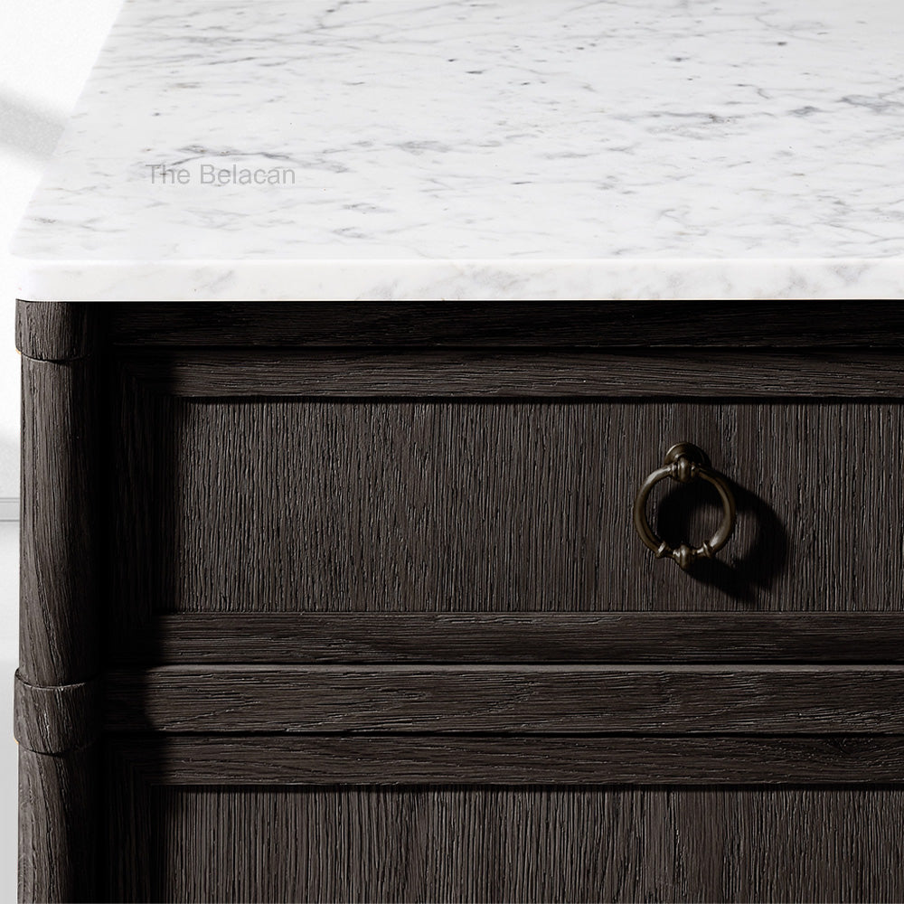 Fraboutiq Marble Double-Door Sideboard with Drawers - thebelacan