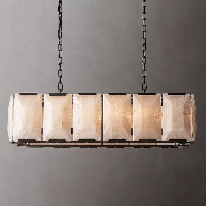 Harson Calcite Rectangular Chandelier 42" - thebelacan