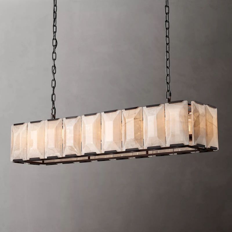 Harson Calcite Rectangular Chandelier 62" - thebelacan