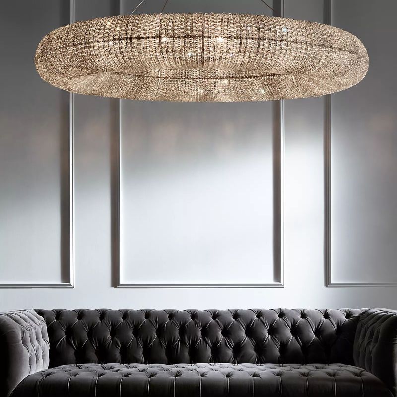 Halo Crystal Round LED Chandelier 59" - thebelacan