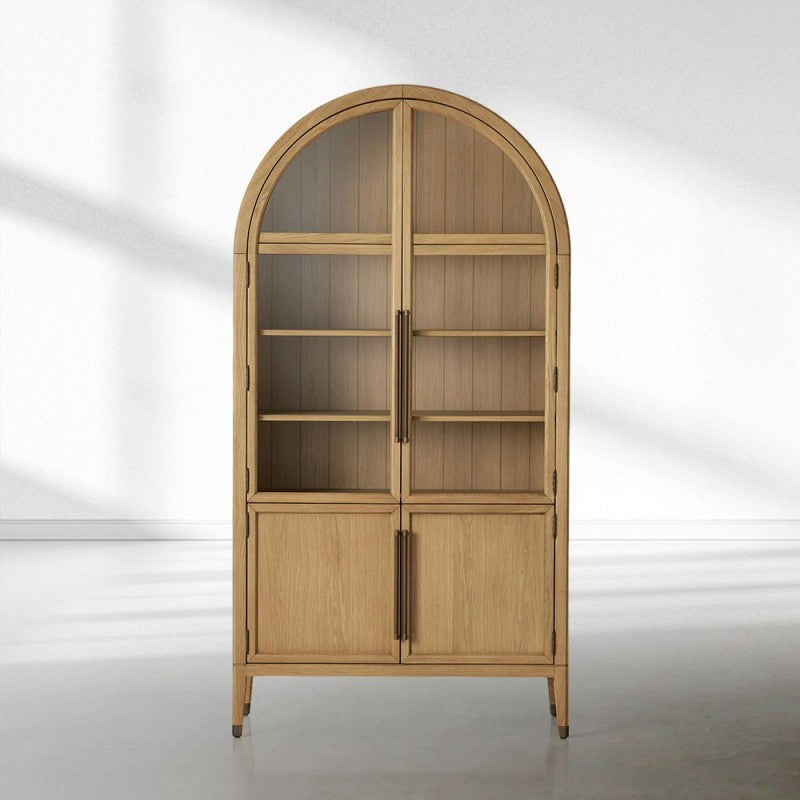 Heidi Glass-Door Oak Cabinet | Modern Farmhouse Design - thebelacan