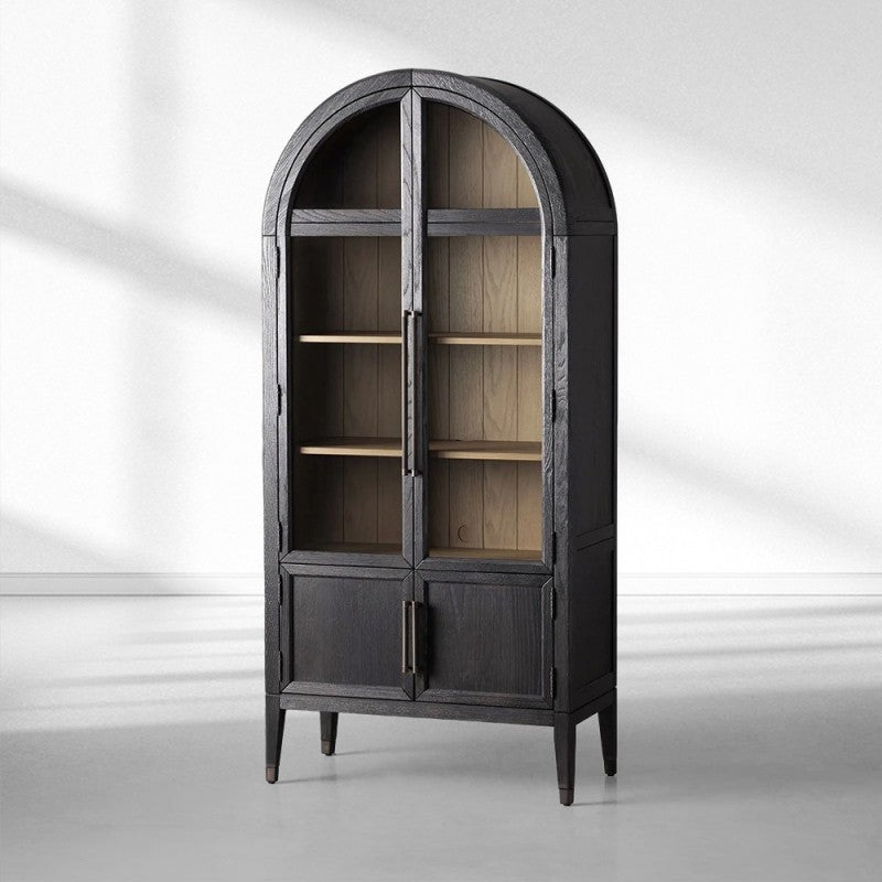 Heidi Glass-Door Oak Cabinet | Modern Farmhouse Design - thebelacan