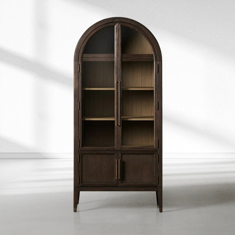 Heidi Glass-Door Oak Cabinet | Modern Farmhouse Design - thebelacan