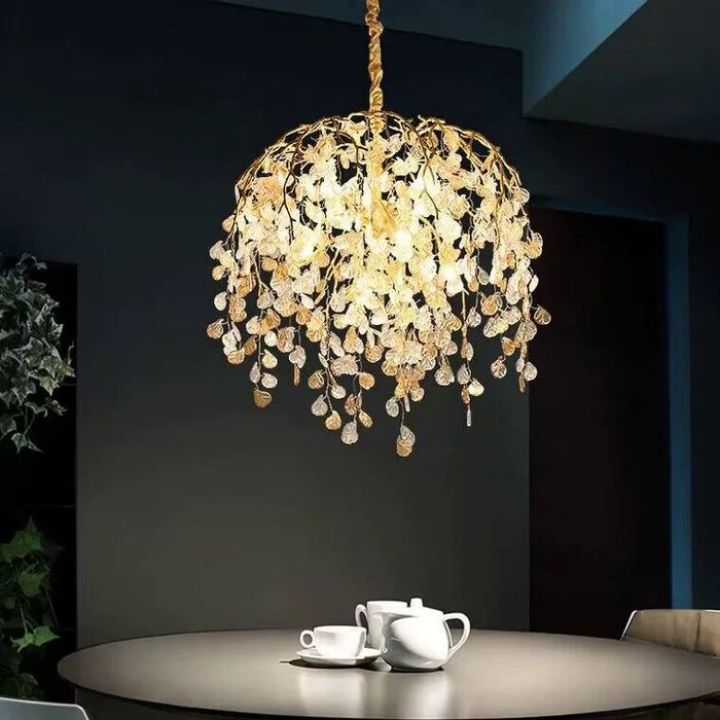Idyllic Glass Leaves Branch Chandelier - thebelacan