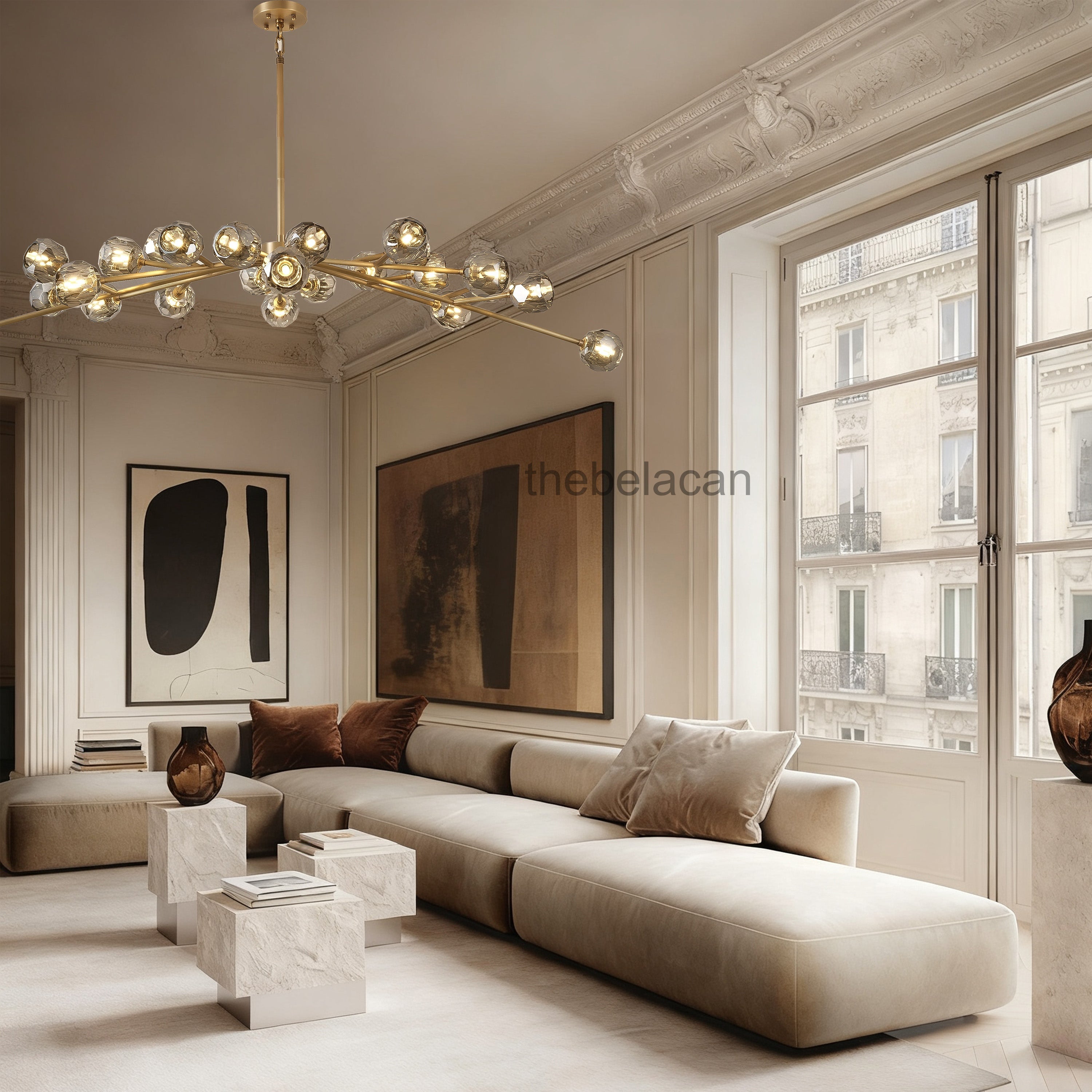 Kristal Glass Round Chandelier 72" - thebelacan