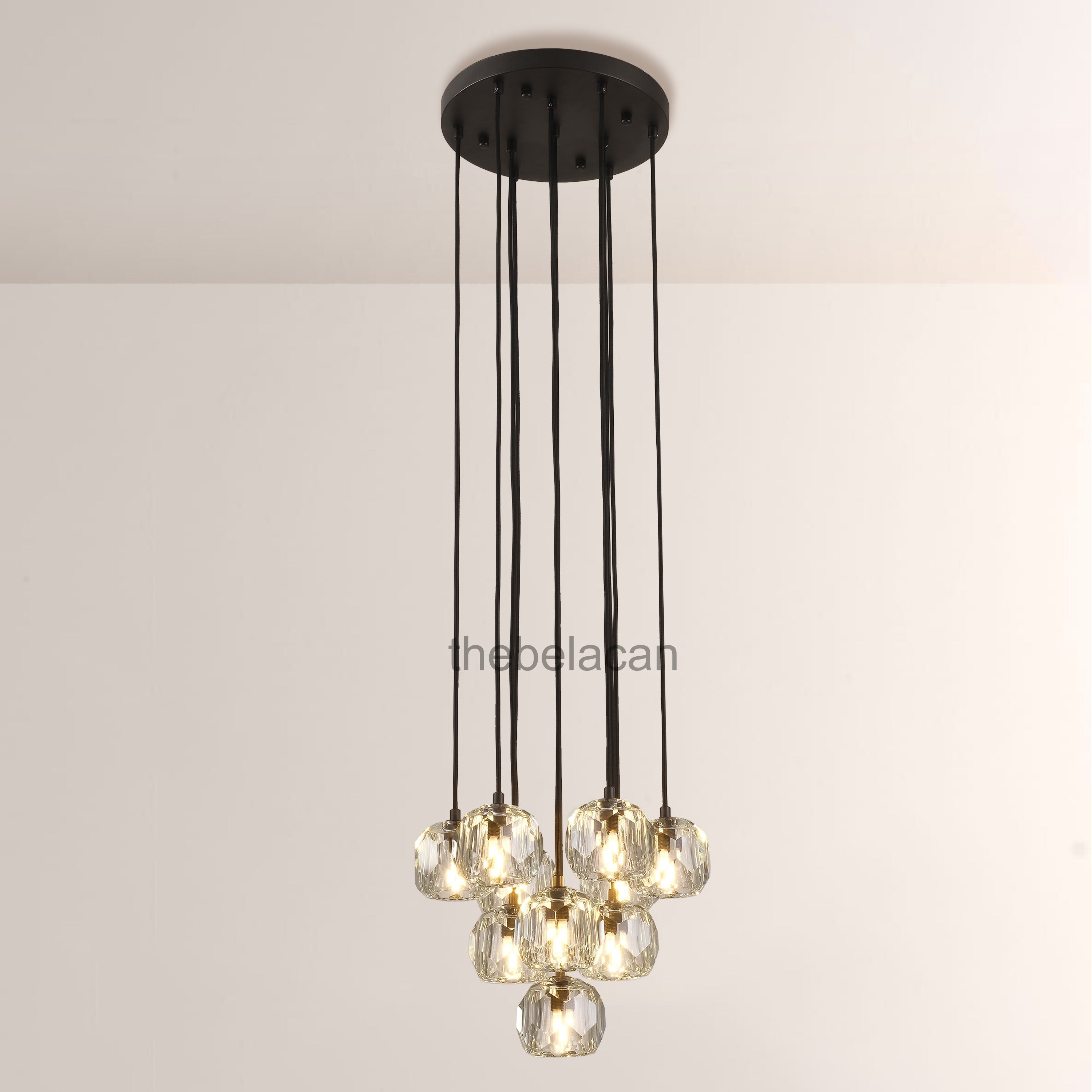 Kristal Glass Round Cluster Chandelier 14" - thebelacan