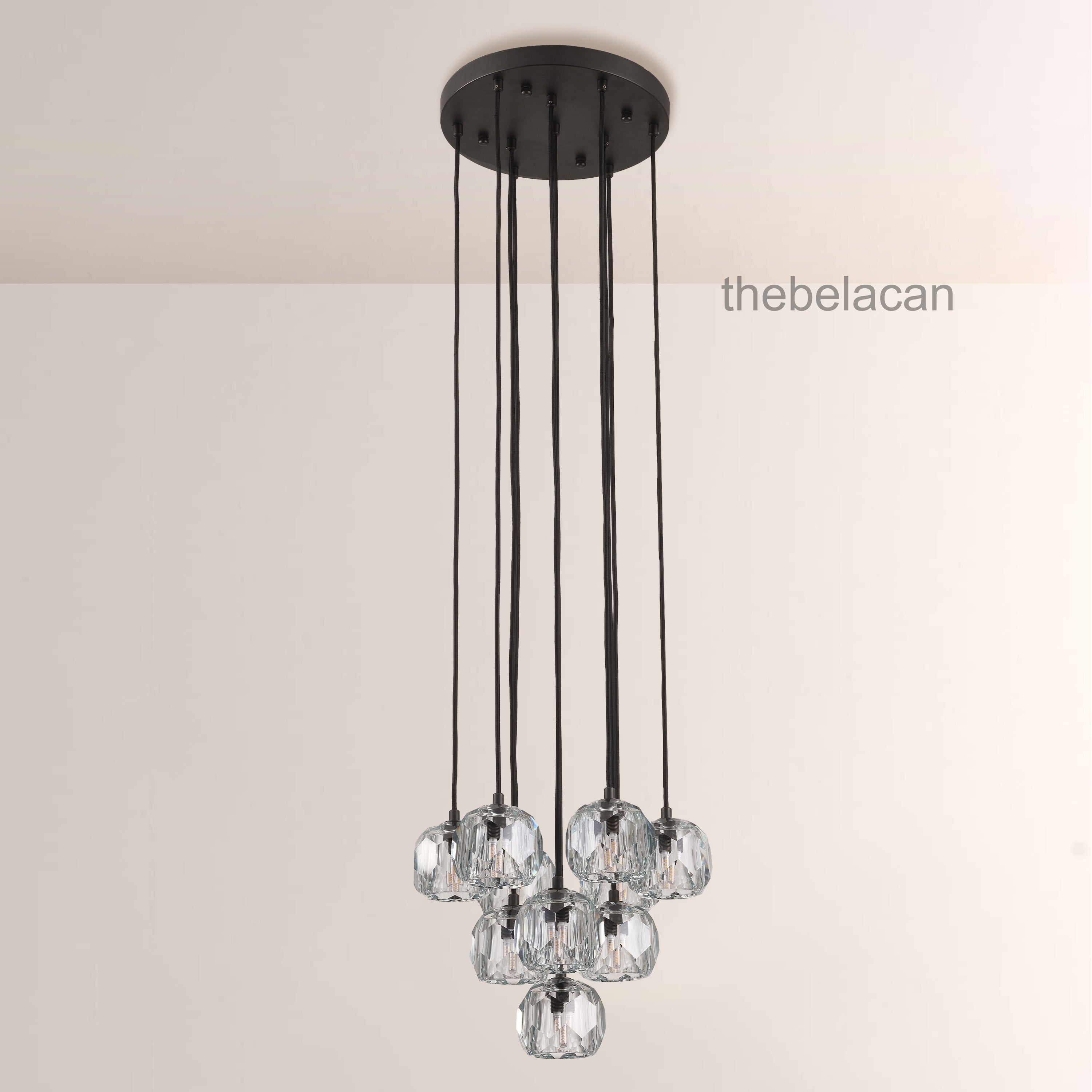 Kristal Glass Round Cluster Chandelier 14" - thebelacan