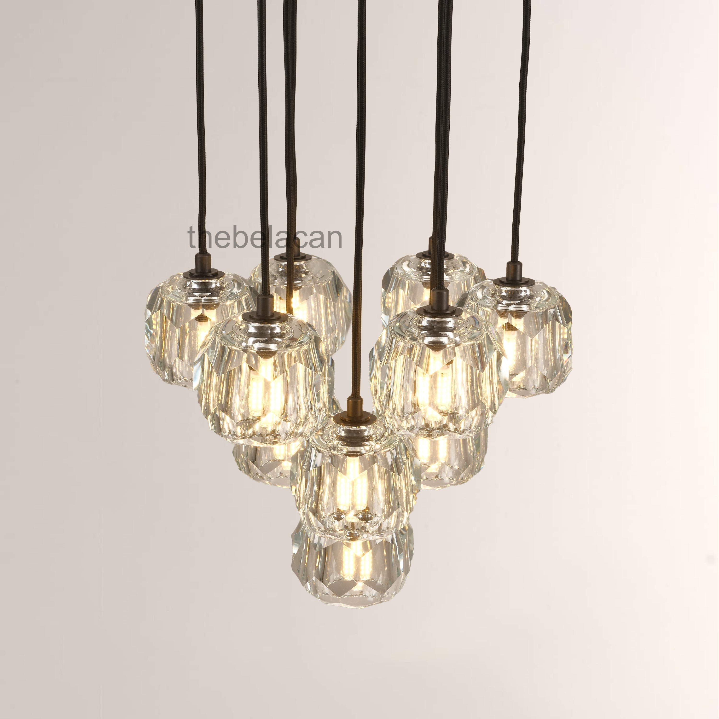 Kristal Glass Round Cluster Chandelier 14" - thebelacan