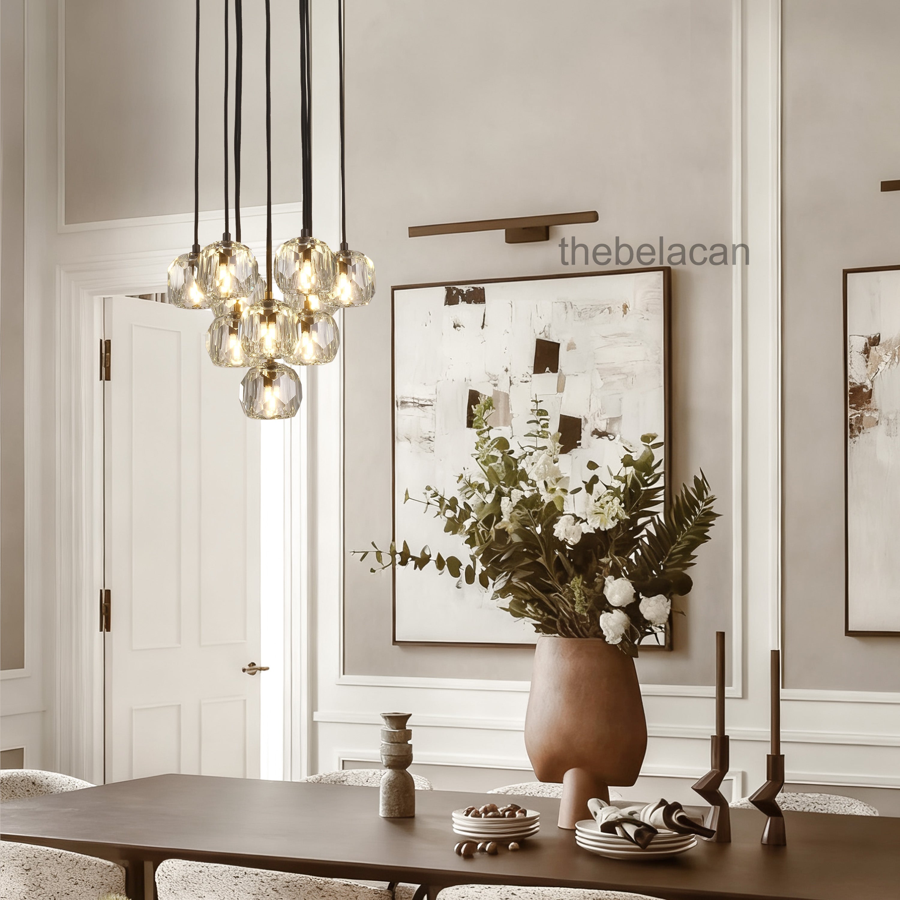 Kristal Glass Round Cluster Chandelier 14" - thebelacan