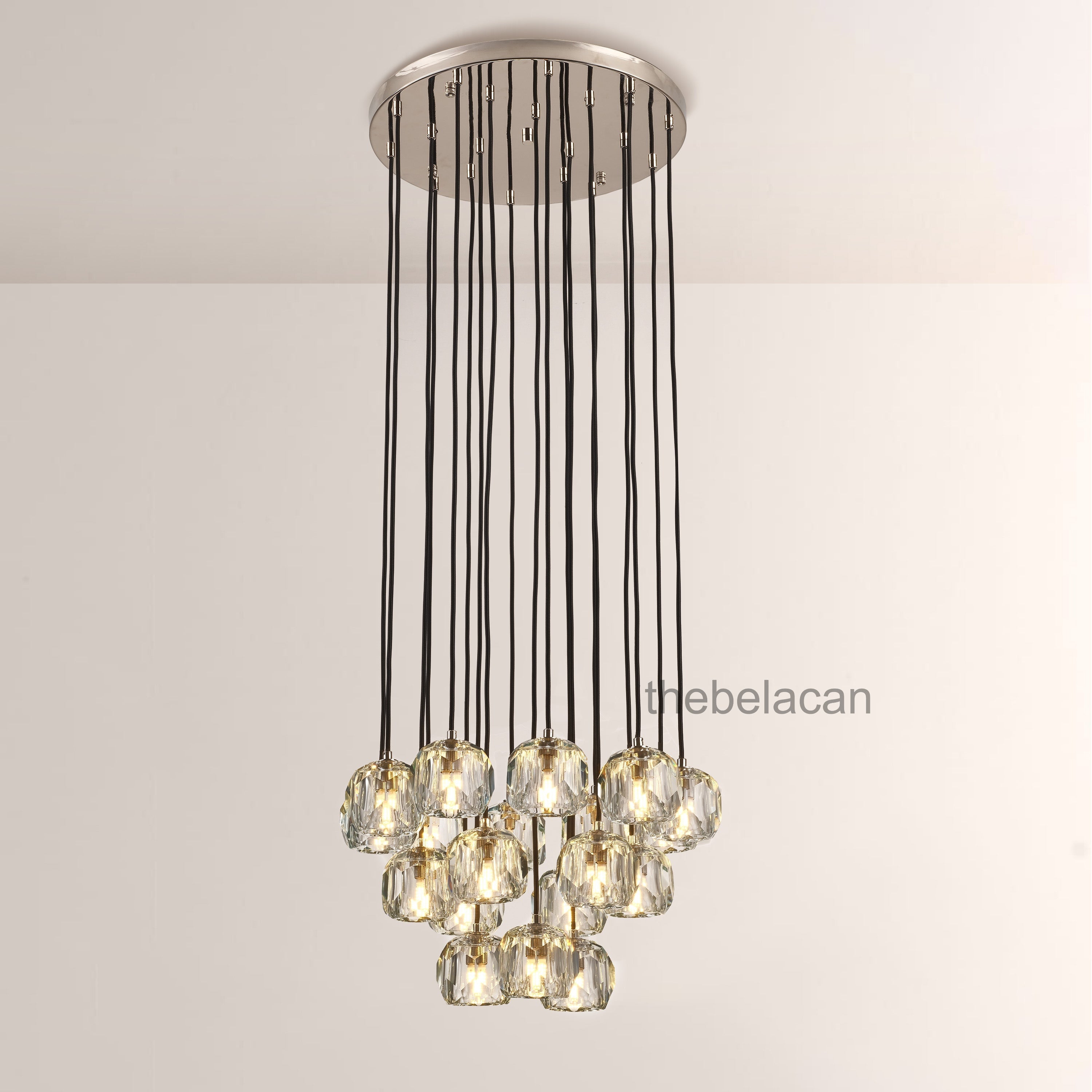 Kristal Glass Round Cluster Chandelier 19" - thebelacan