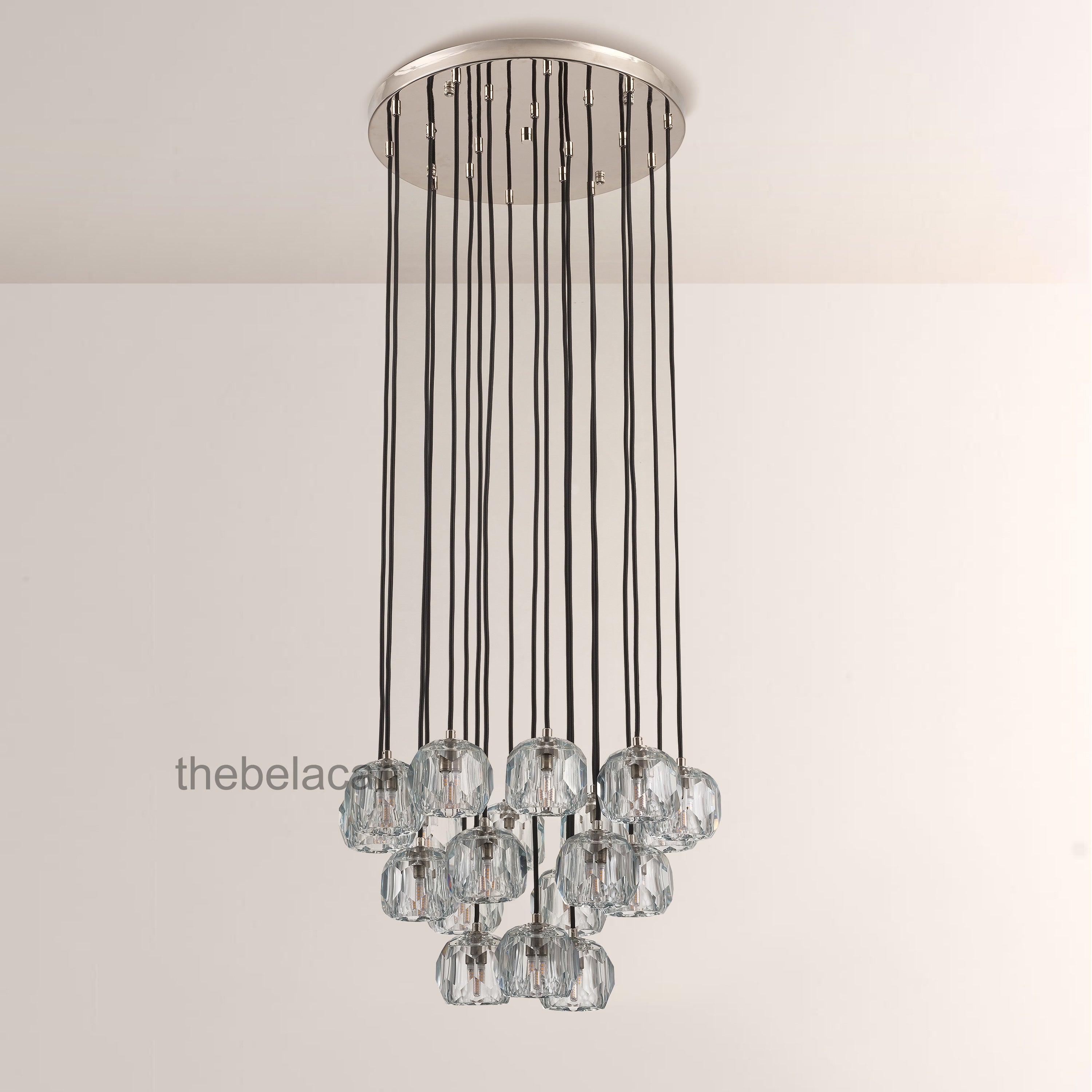 Kristal Glass Round Cluster Chandelier 19" - thebelacan