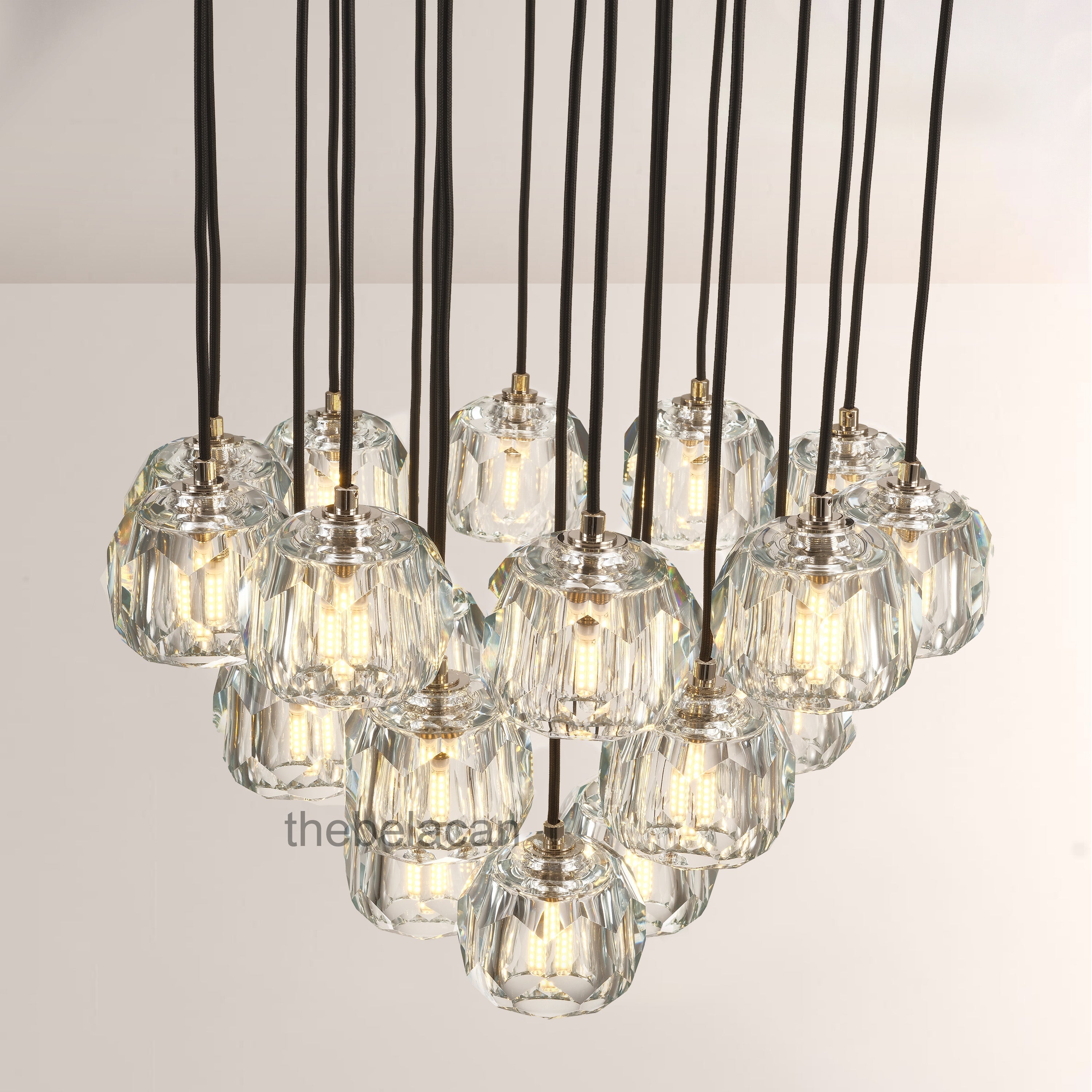 Kristal Glass Round Cluster Chandelier 19" - thebelacan