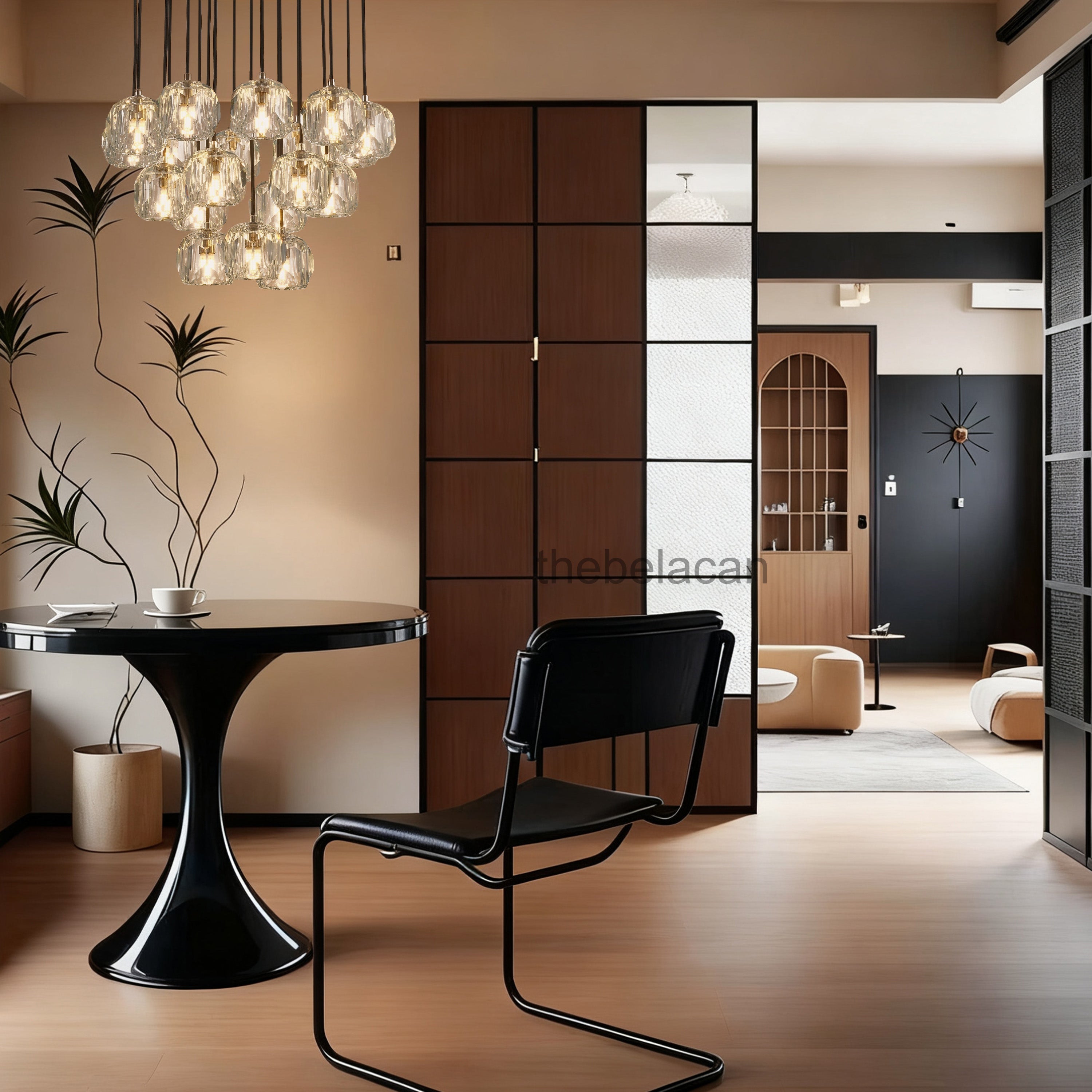 Kristal Glass Round Cluster Chandelier 19" - thebelacan