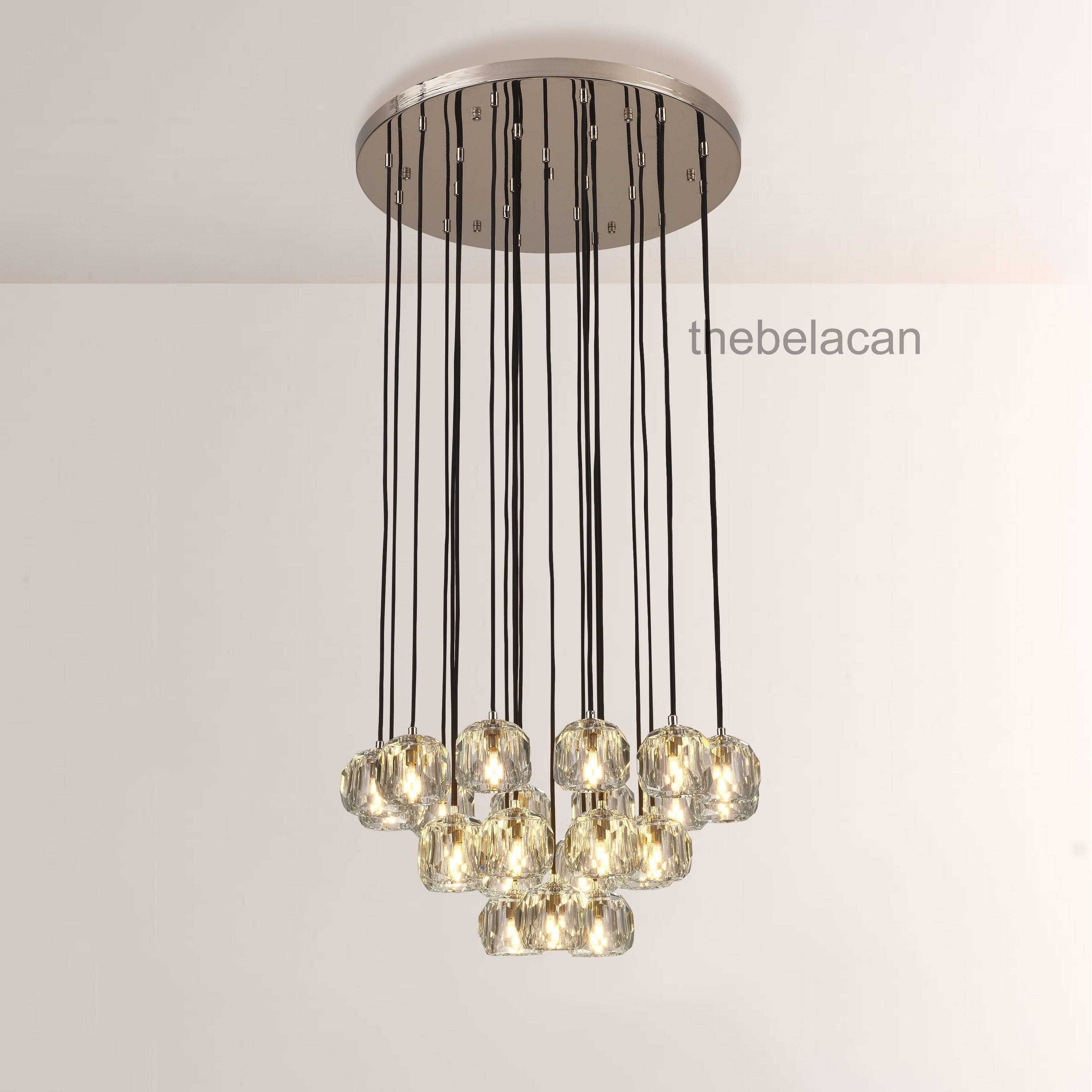 Kristal Glass Round Cluster Chandelier 24" - thebelacan