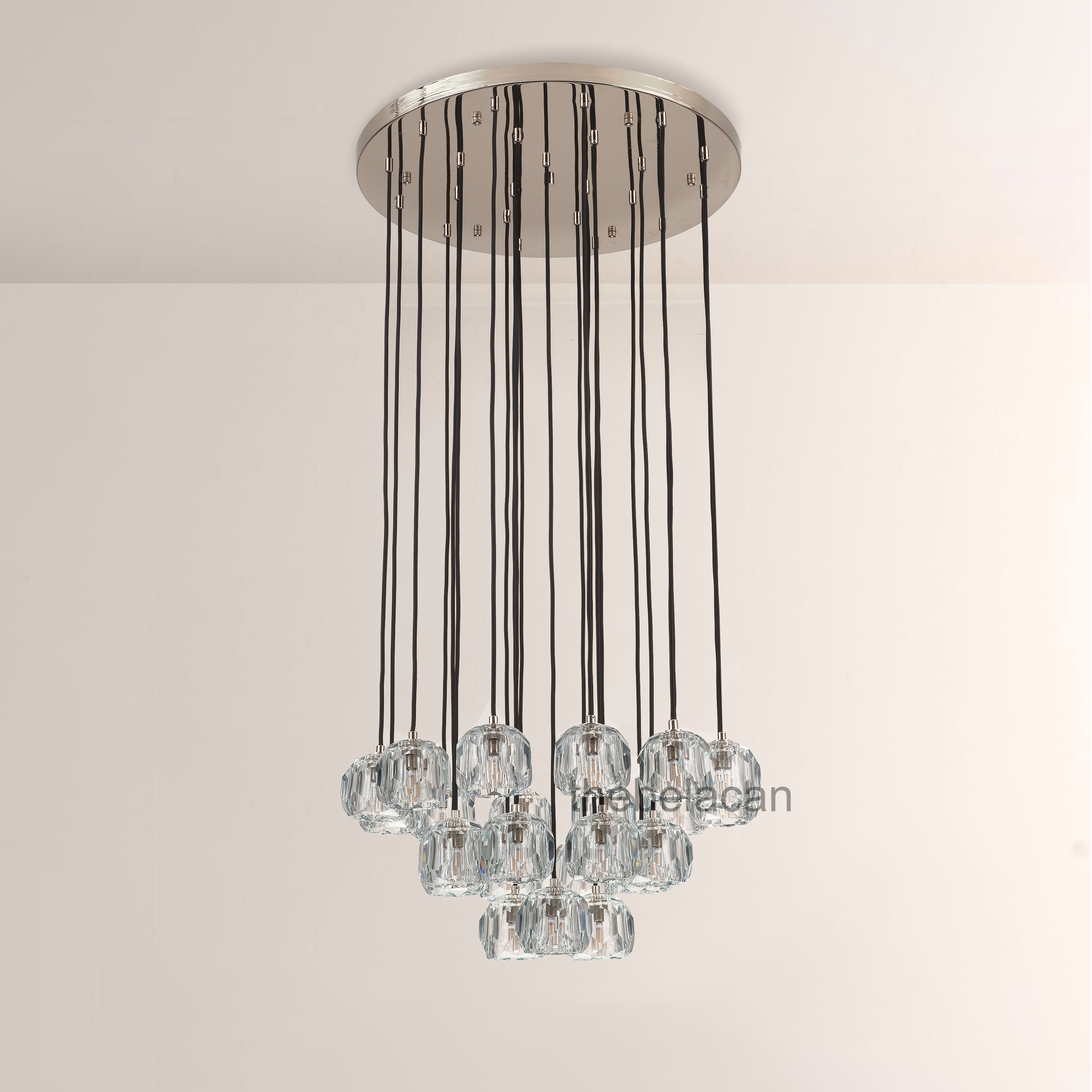 Kristal Glass Round Cluster Chandelier 24" - thebelacan