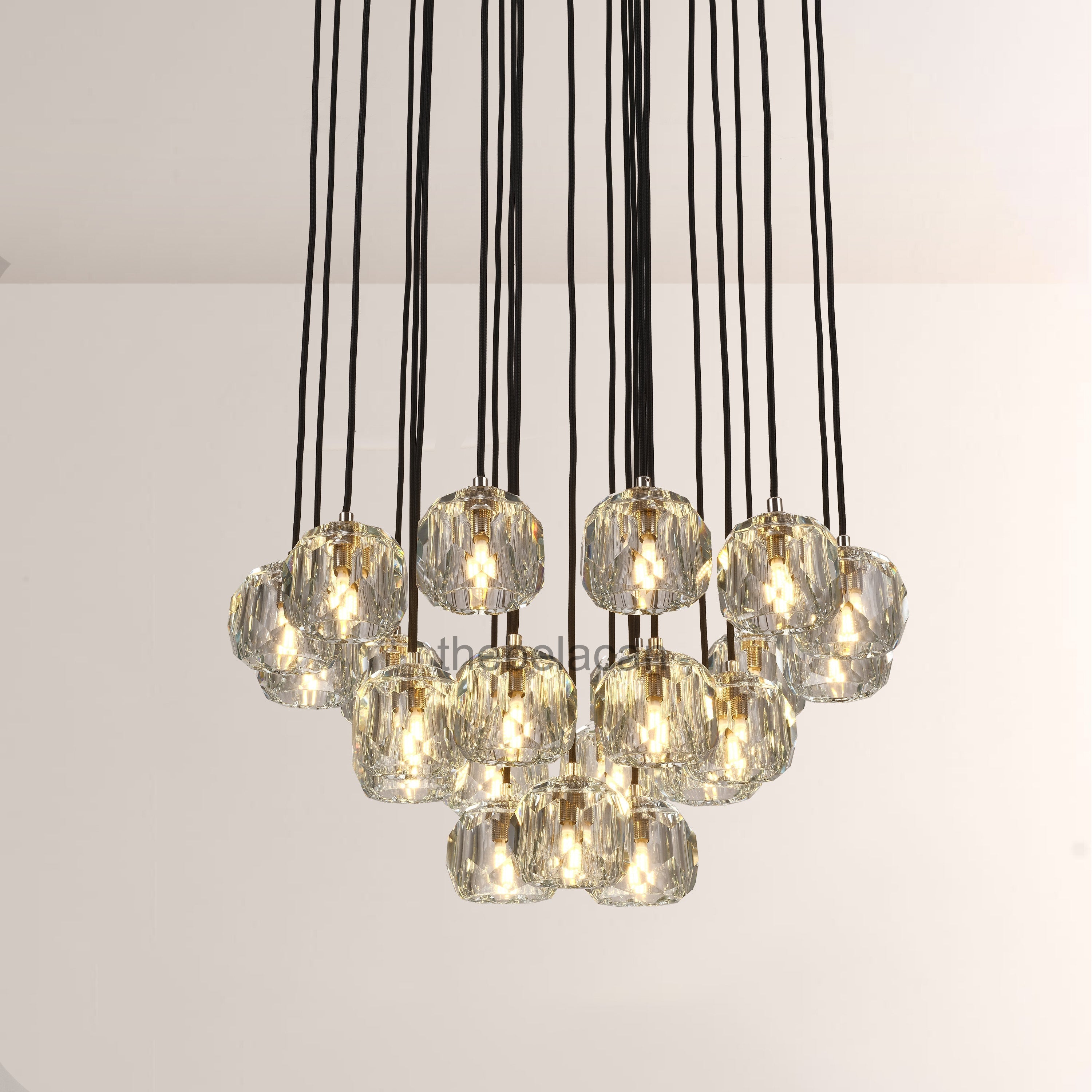 Kristal Glass Round Cluster Chandelier 24" - thebelacan