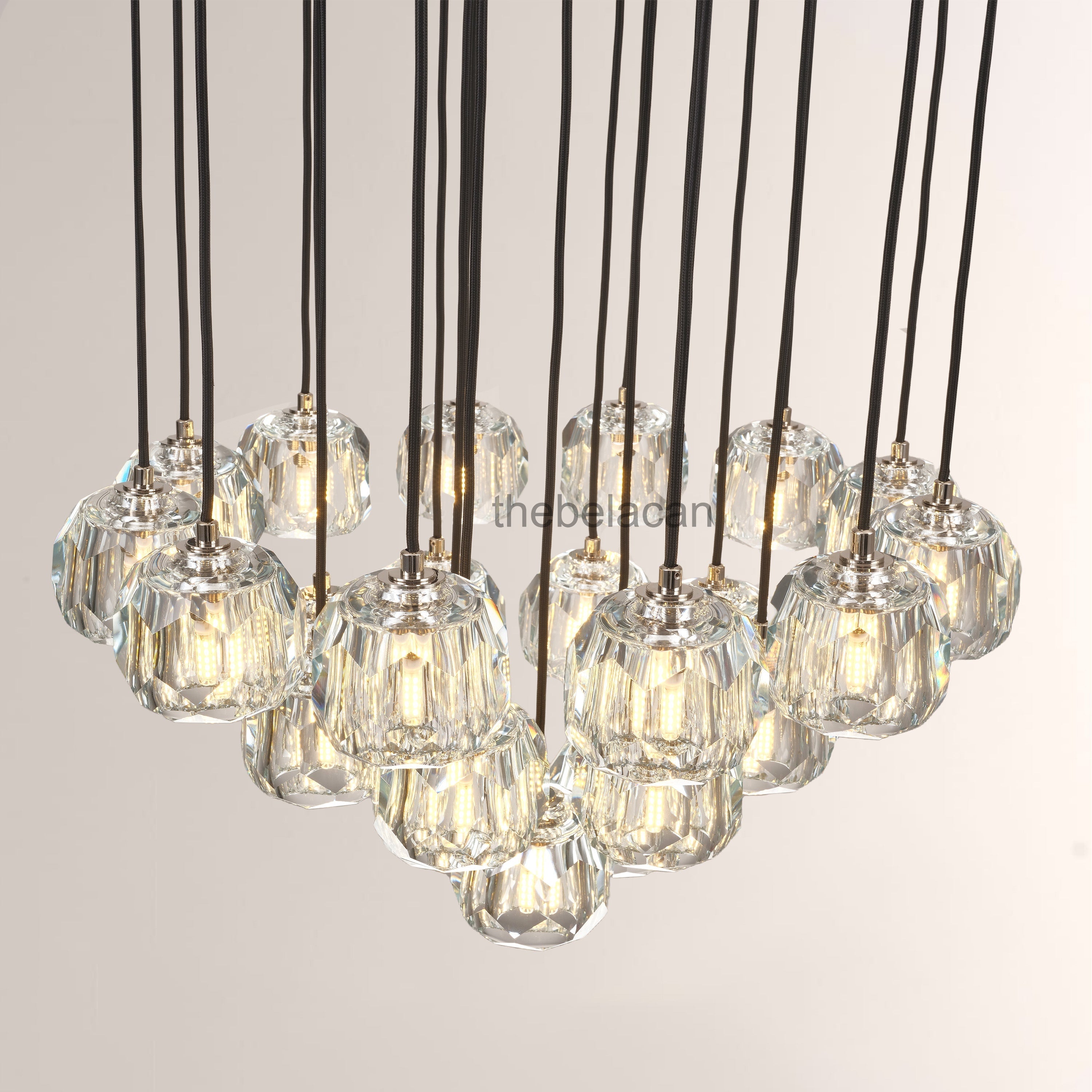 Kristal Glass Round Cluster Chandelier 24" - thebelacan