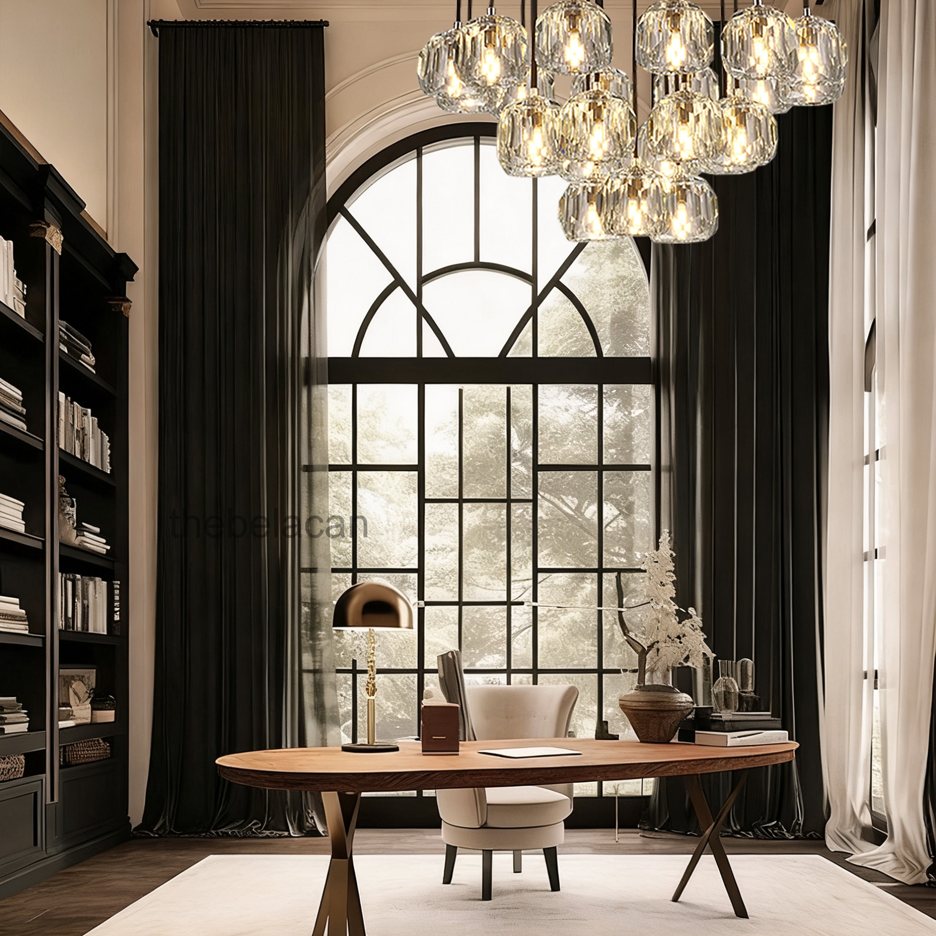 Kristal Glass Round Cluster Chandelier 24" - thebelacan