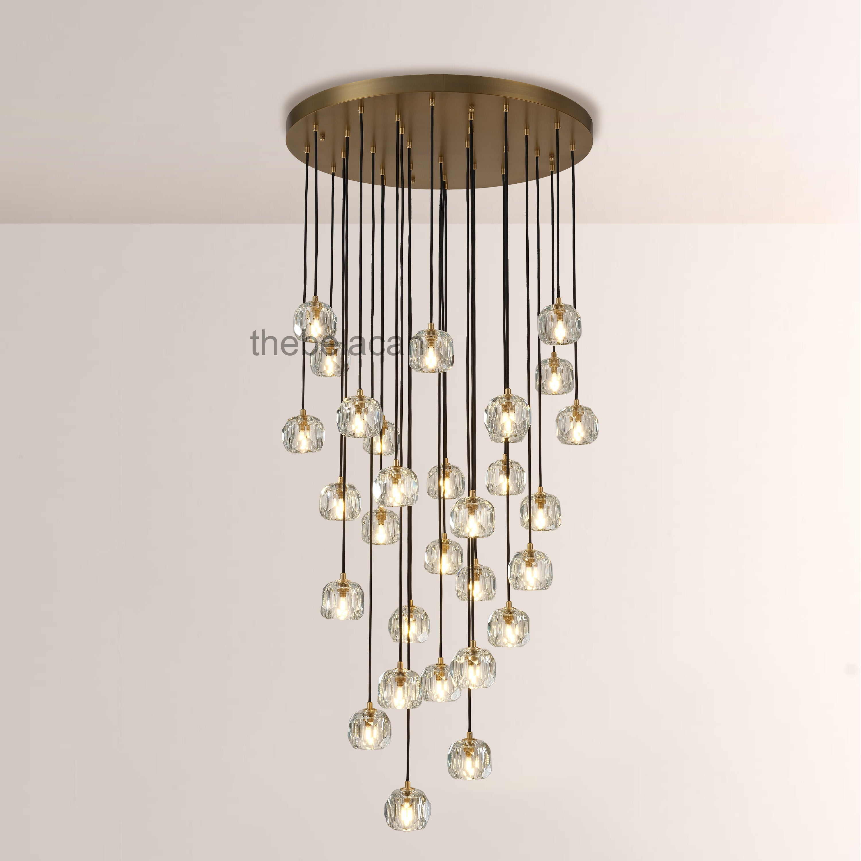 Kristal Smoke Glass Round Cluster Chandelier 30" - thebelacan