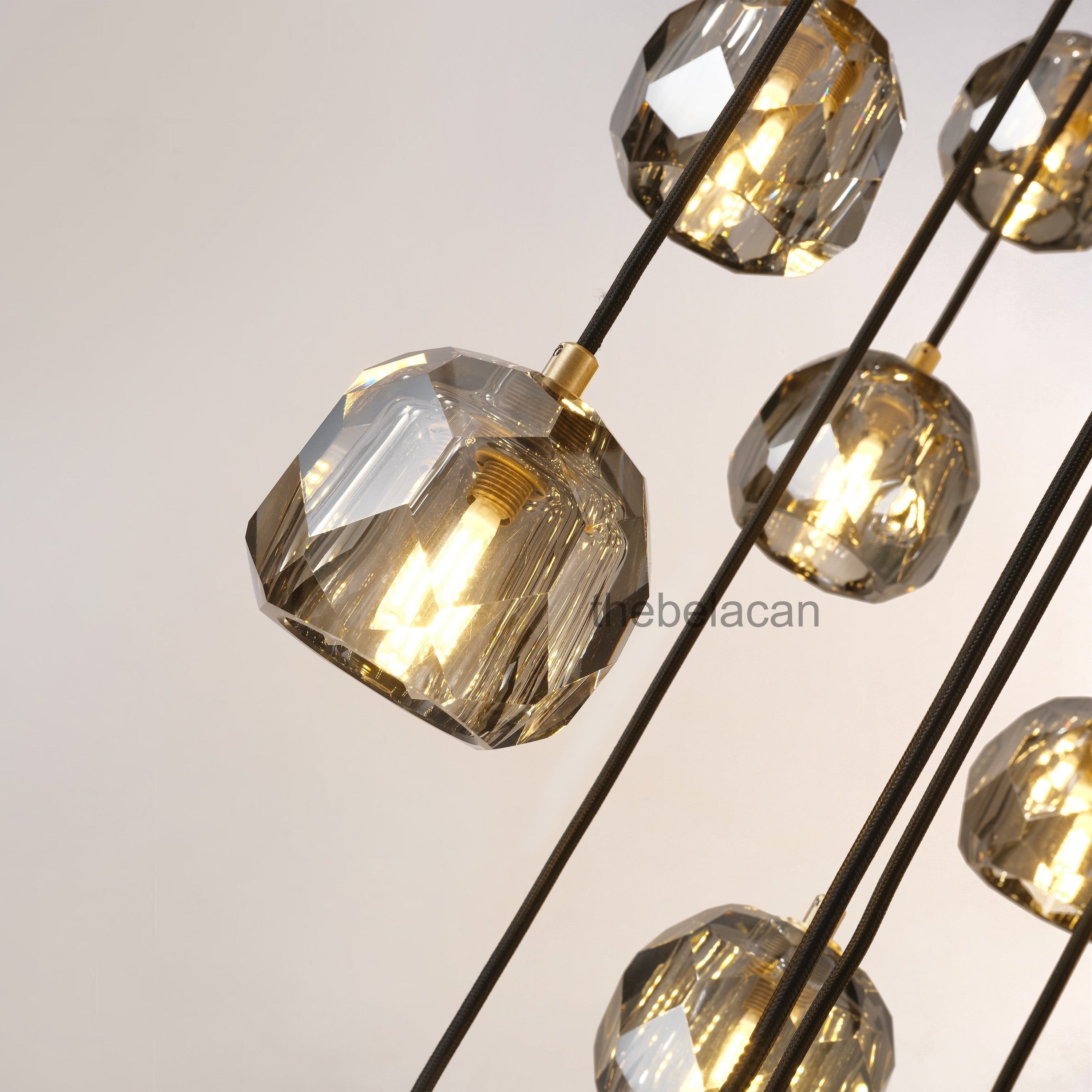 Kristal Smoke Glass Round Cluster Chandelier 30" - thebelacan