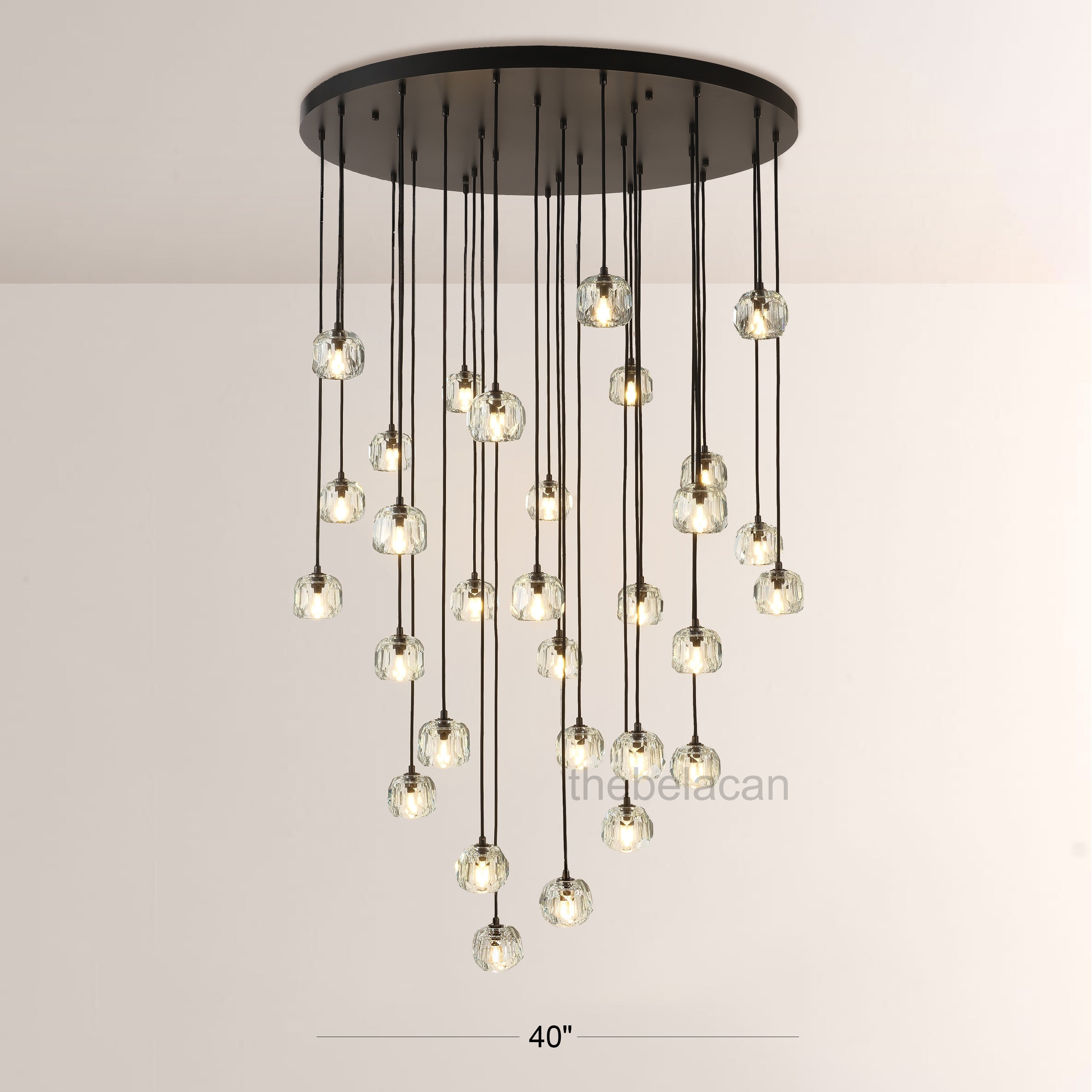Kristal Smoke Glass Round Cluster Chandelier 40" - thebelacan