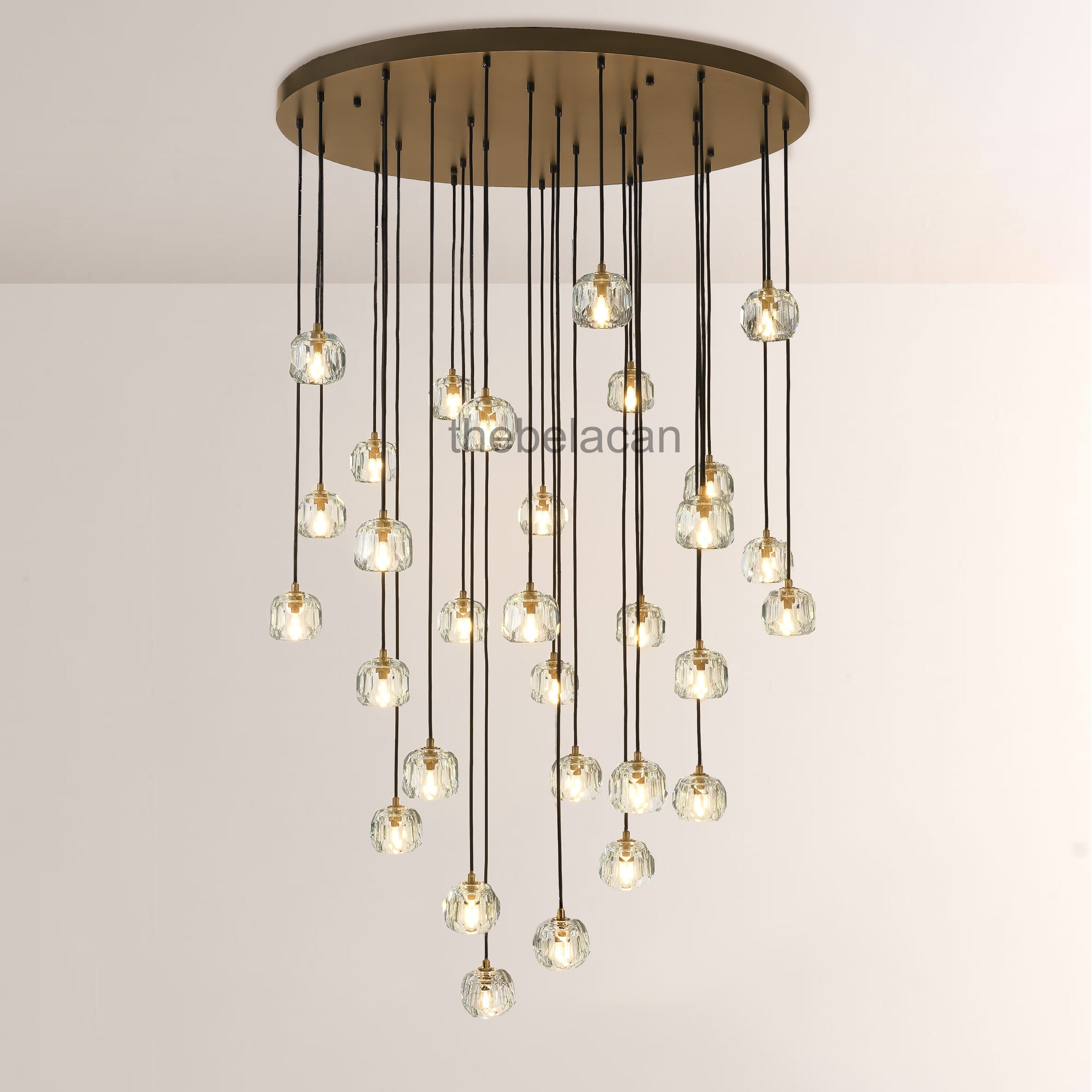 Kristal Smoke Glass Round Cluster Chandelier 40" - thebelacan