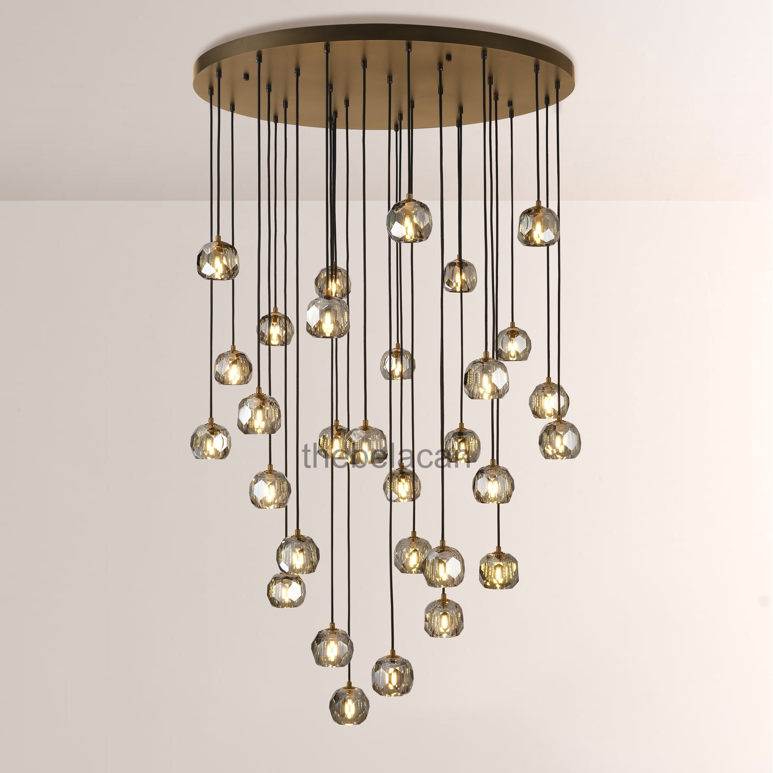 Kristal Smoke Glass Round Cluster Chandelier 40" - thebelacan
