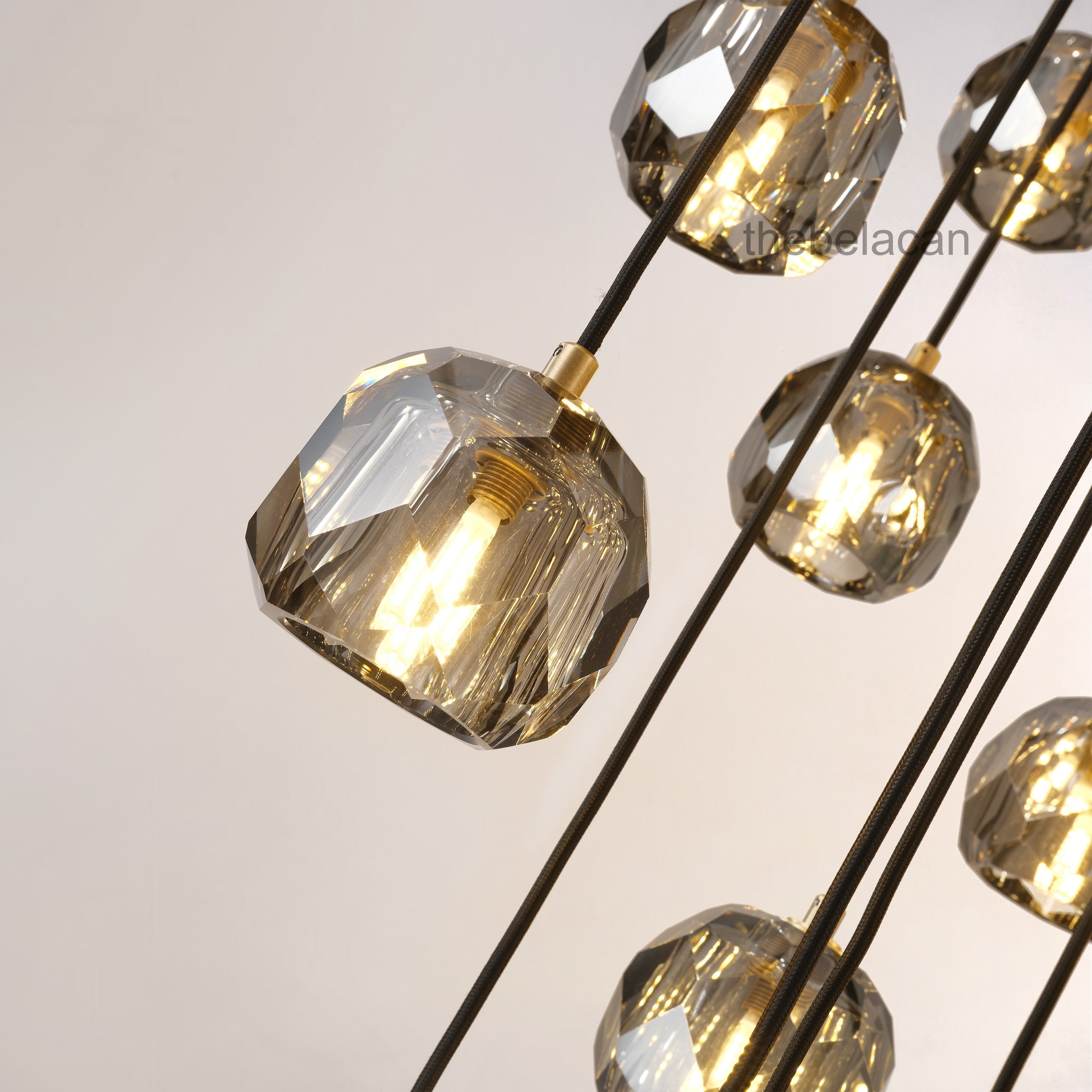 Kristal Smoke Glass Round Cluster Chandelier 40" - thebelacan