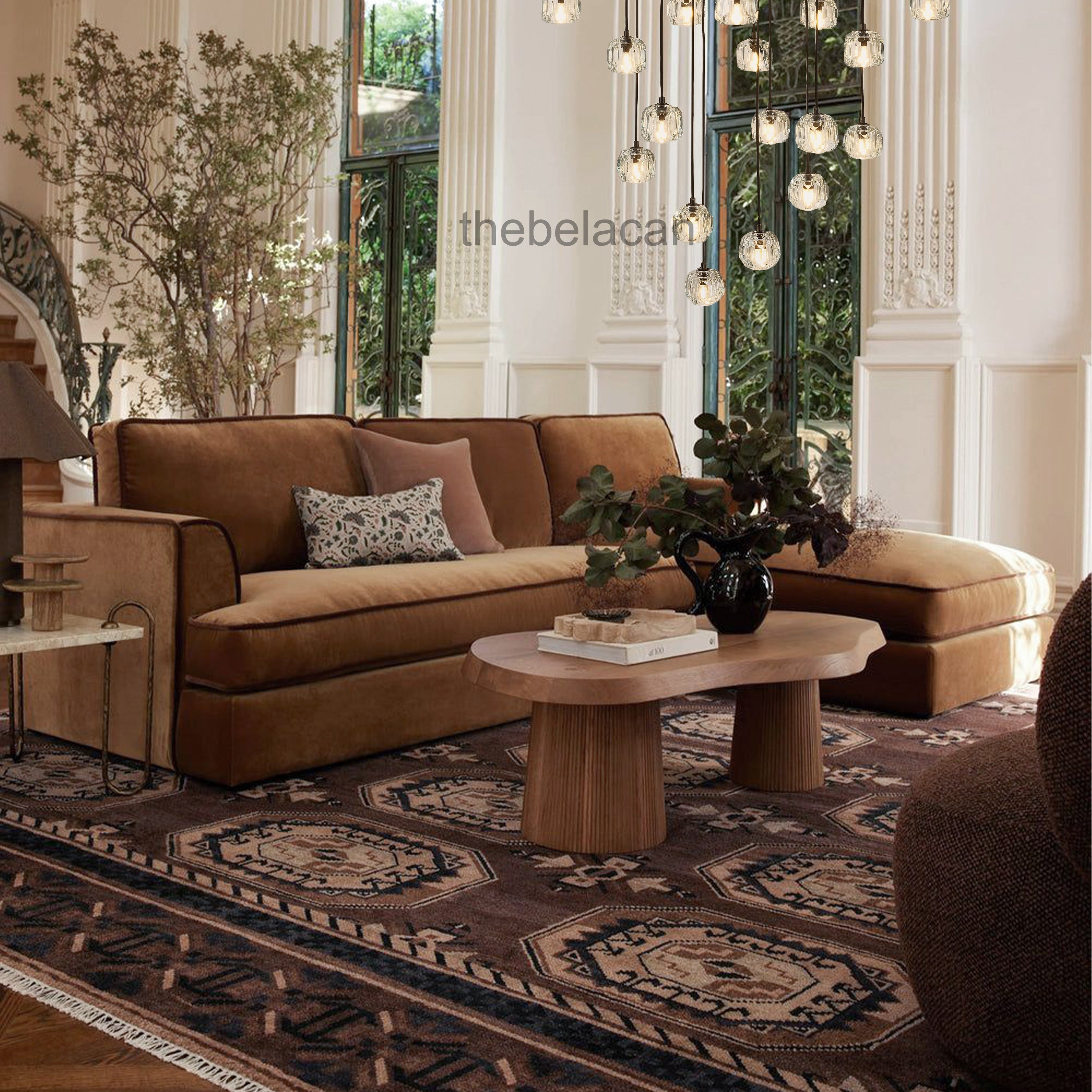 Kristal Smoke Glass Round Cluster Chandelier 40" - thebelacan