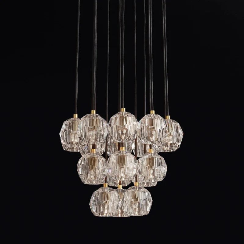 Kristal Glass Round Cluster Chandelier 19" - thebelacan