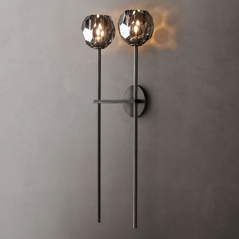 Kristal Smoke Glass Double Grand Wall Sconce - thebelacan